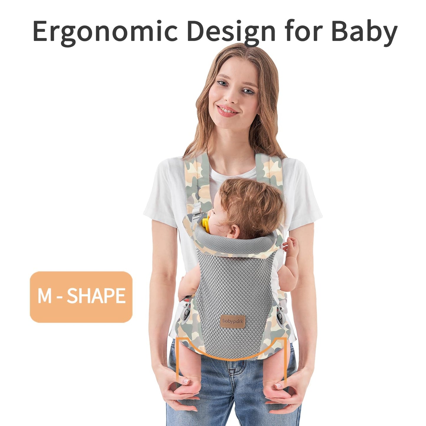 3-in-1 Baby Carrier Newborn to Toddler - Ergonomic(7.5-45lbs),Cozy Baby Carrier，Enhanced Lumbar Support，Easily AdjustableLightweight & Breathable Child Carrier(Camouflage)