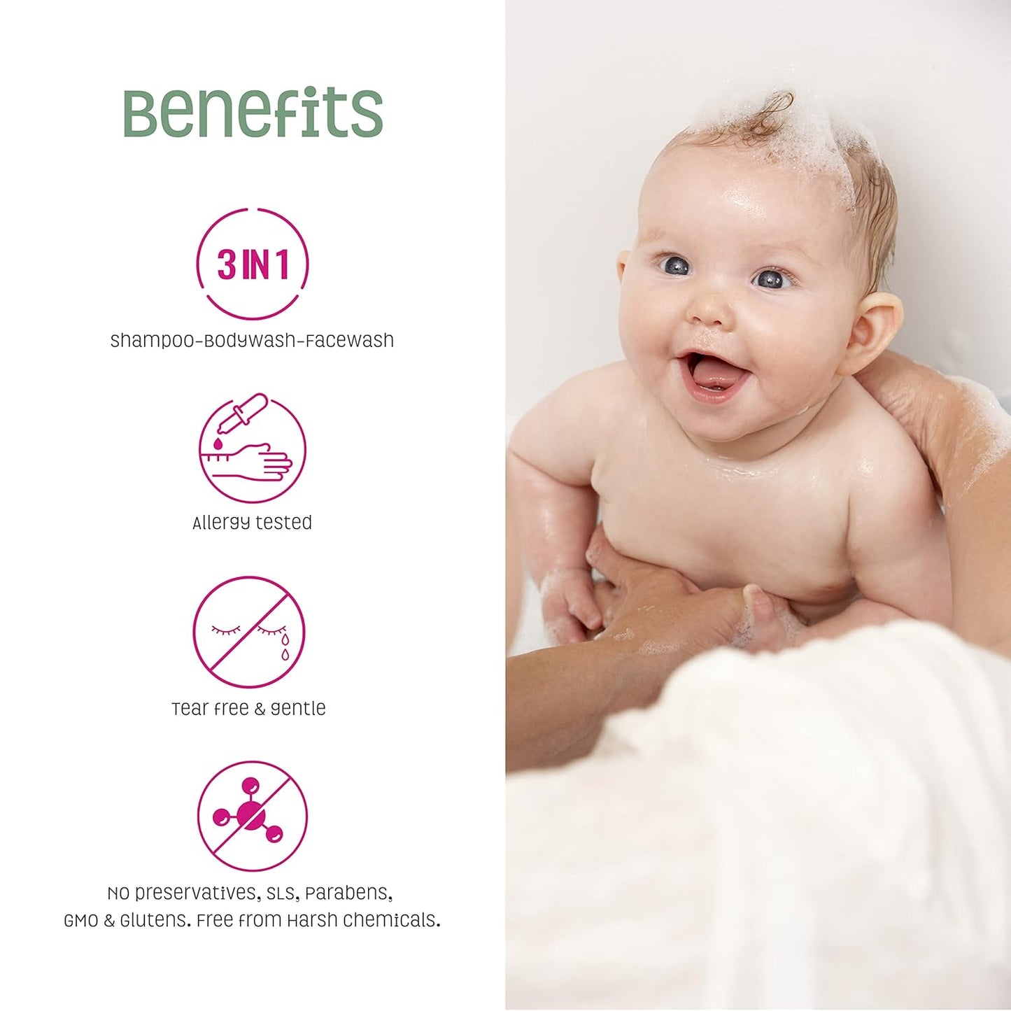 Nature's Baby 3-in-1 Baby Shampoo/Body/Face Wash - Formulated for Problem and Sensitive Skin - No Sulfate or Artificial Fragrances - pH Neutral & Tear Free - Lavender Chamomile 16 oz