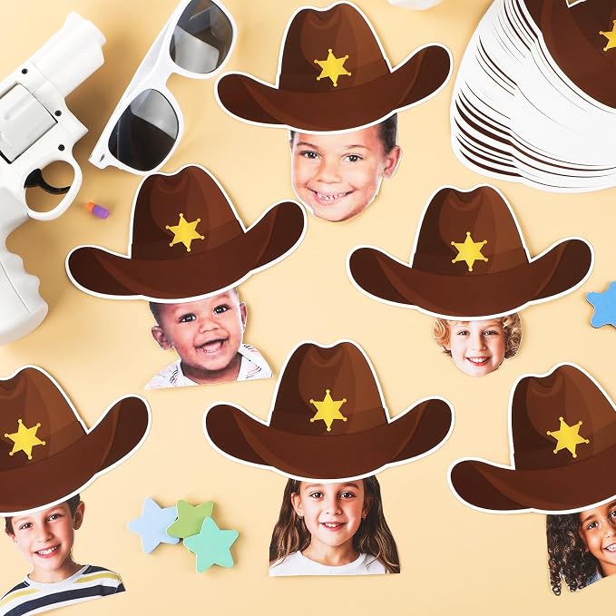 gisgfim 80Pcs Western Cutouts Wild West Cowboy Cowgirl Hat Decorations Bulletin