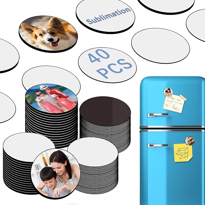 80PCS Sublimation Magnet Blanks Round Bulk Produnts 40 Pcs Sublimation Blanks