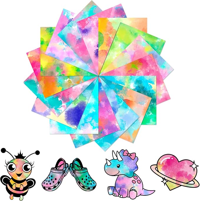 HTVSTD Tie Dye HTV Heat Transfer Vinyl 16pcs 12×10in Iron on Vinyl | Watercolor