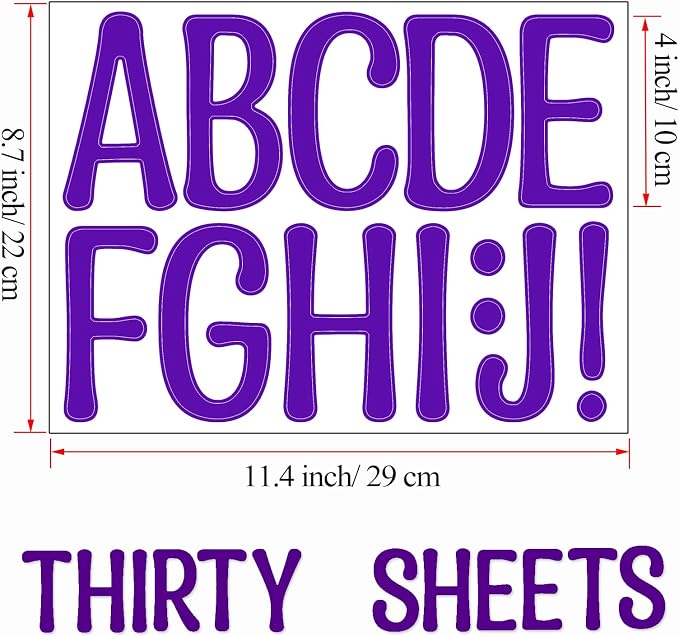 Bemeol 30 Sheets Large Letter Stickers 4 Inch Alphabet Letter Stickers Self