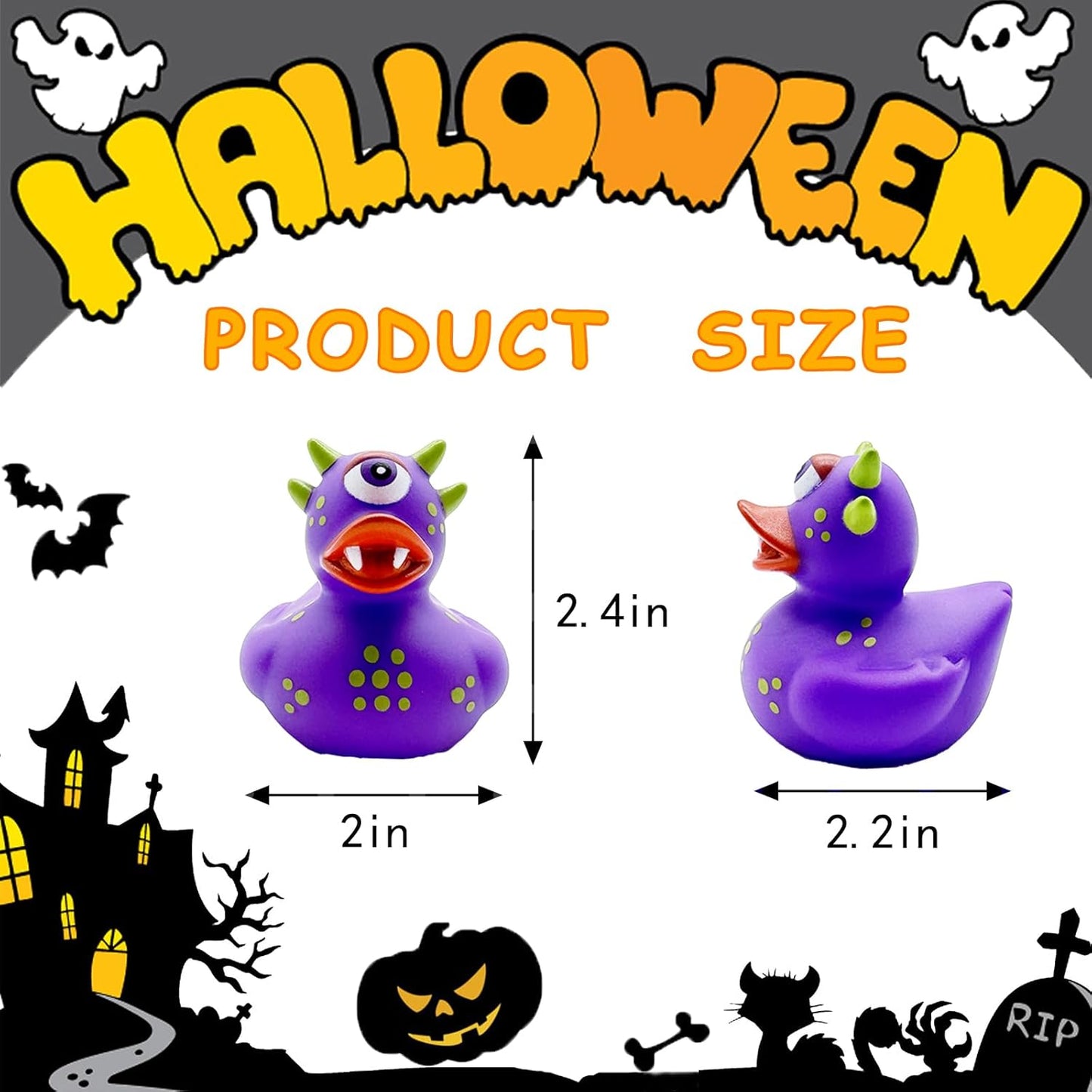 24 Pcs Halloween Rubber Ducks,Halloween Ducks Bath Toys for Kids,Halloween Party Favors Supplies,Goodie Bags Fillers Stuffers for Halloween Decor,Baby Showers,Birthday Gifts(Halloween)