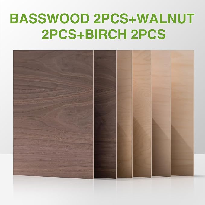 ROBOTIME 6-Pack Laser Wood Sheets 1/8"