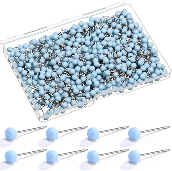 WILLBOND 500 Pack Map Push Pins Map Tacks Small Round Head Push Pins Thumb Tacks