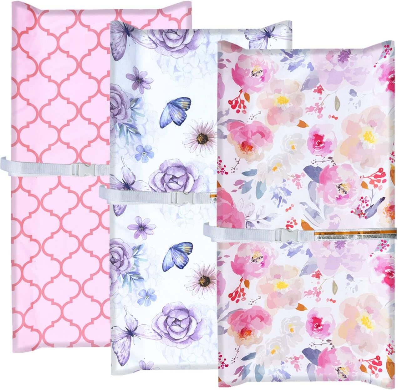 AMROSE 3 Pack Changing Pad Covers, 32" x 16" Ultra Soft Microfiber Diaper Change Table Sheets for Baby Girls, Happy Garden
