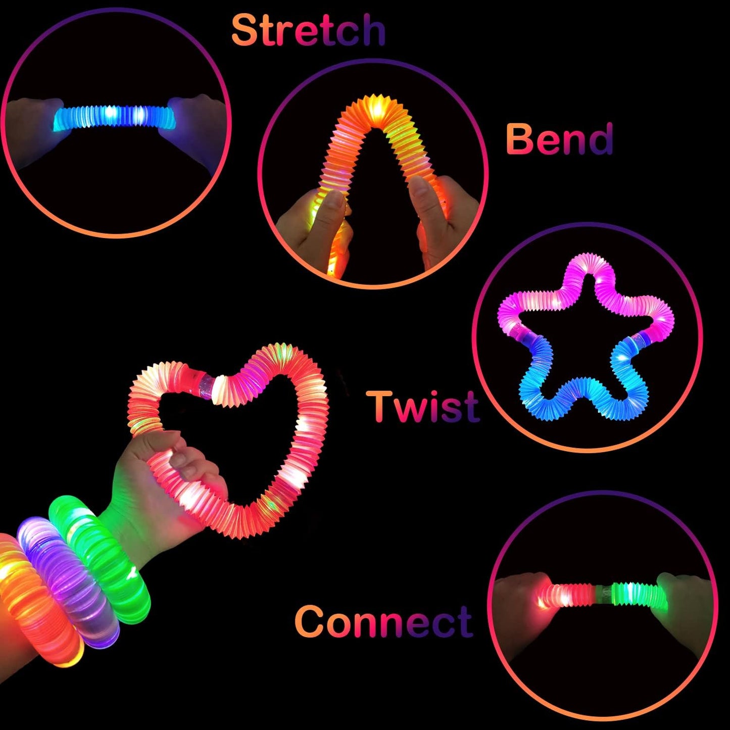 24 PCS Light Up Party Favors Supplies for Kids 4-8-12,Bulk Christmas Glow Sticks Bracelet Necklace Accessories for Toddlers,Birthday Return Gifts,Classroom Treats Goodie Bag Stuffers for Boys Girls