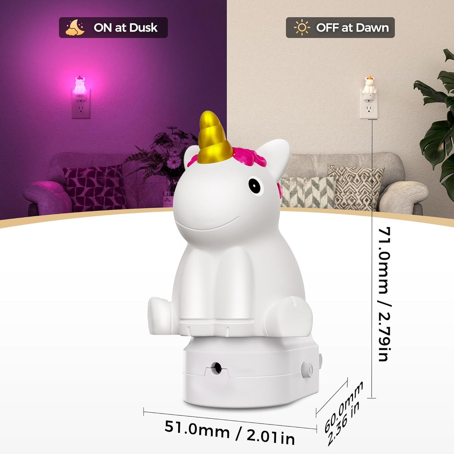 DORESshop LED Night Light for Kids, 3D Cute Unicorn Night Lights Plug into Wall with Dusk to Dawn Sensor, RGB+Soft White 3000K Night Light, Christmas Birthday Gift Nightlight for Kids, Room Decor