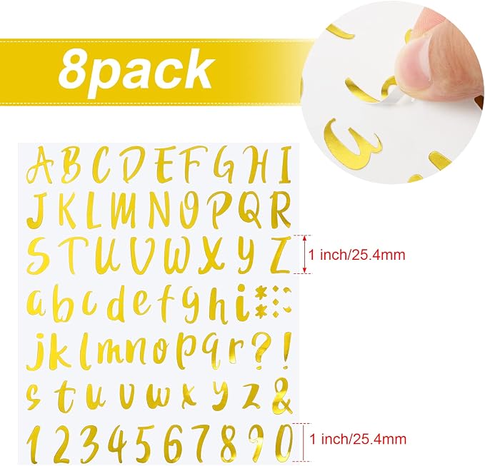 Outus 576 Pcs 8 Sheets Letters Stickers Vinyl Alphabet Number Decals Back to