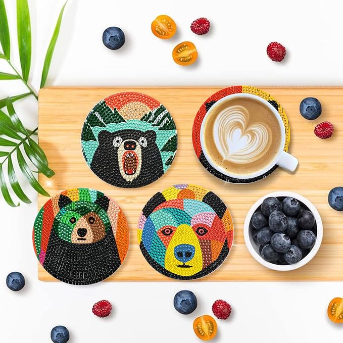EWJRNSF 6 PCS Bruin Diamond Art Coasters DIY Kit