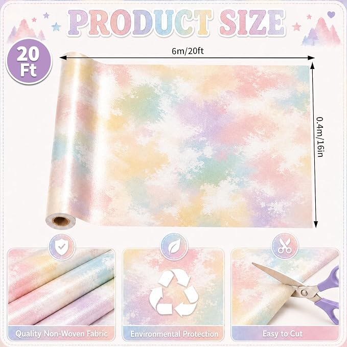 Pastel Tie-Dye Bulletin Board Roll Non-Woven Fabric Poster 16in X 20ft | Back