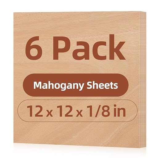 Rowood Mahogany Plywood Sheets for Laser Cutting, 6 Pack 3mm Thin Unfinished