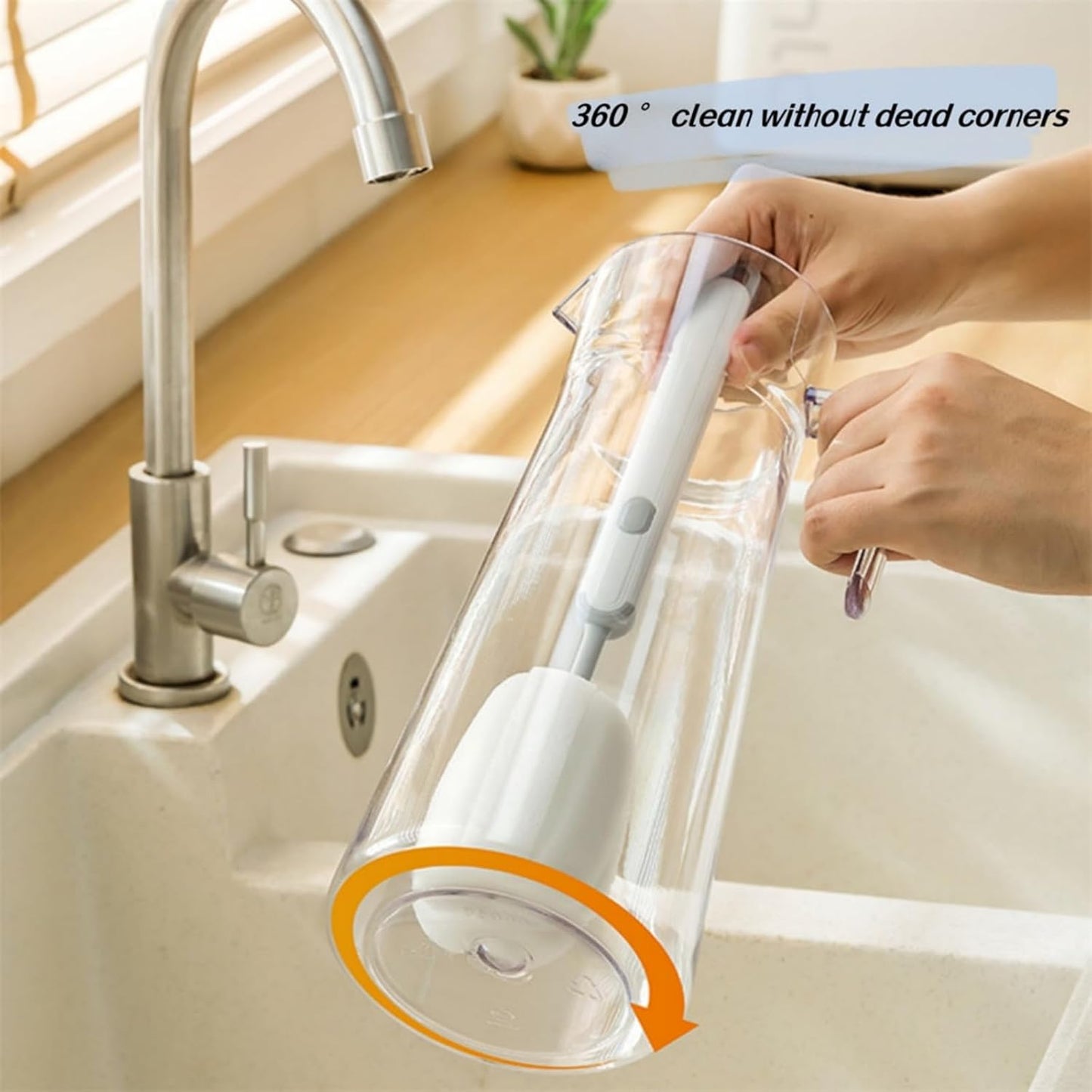 Bottle Brush Long Handle Cup Cleaner Brush Sponge Bottle Scrubber Detachable Handle Portable Sponge Cleaning Brush for Cups Wine Glasses Water Bottles Baby Bottles and Vacuum Flasks (Pink)