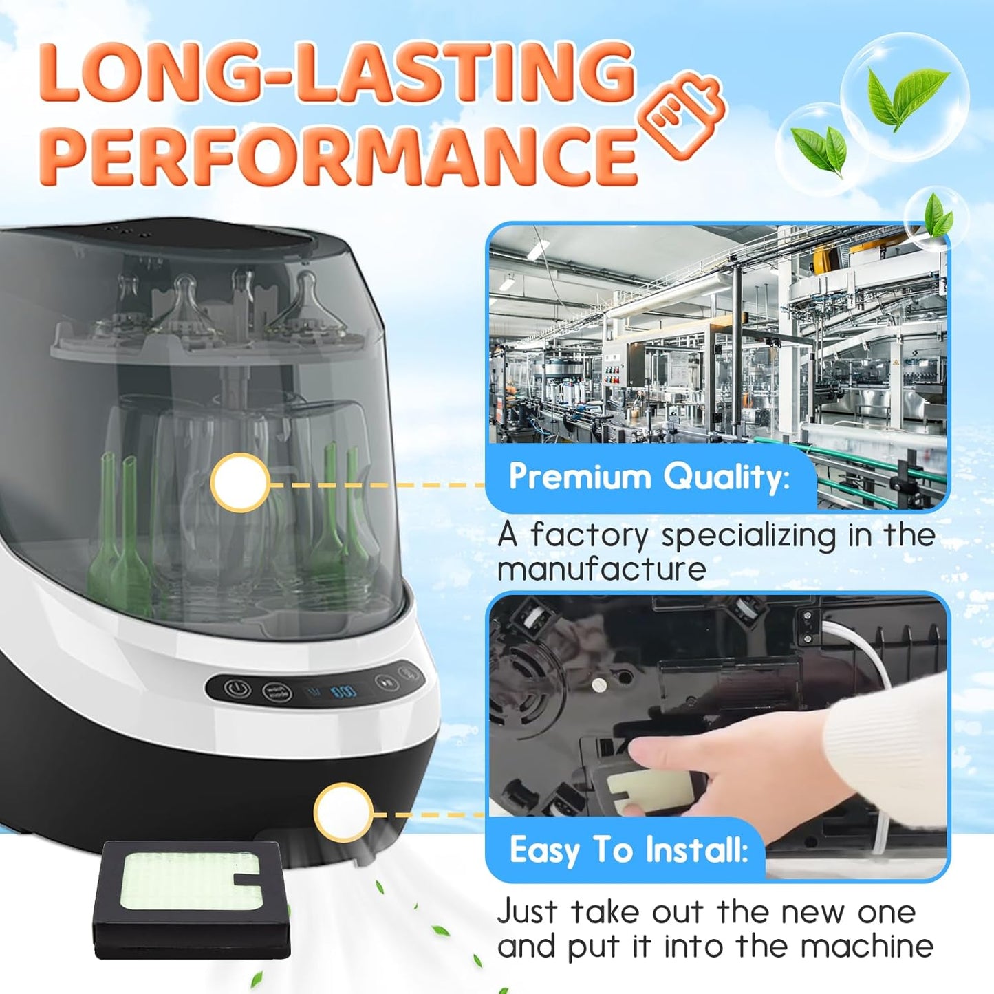 2Pack HEPA Filter Replacement Compatible with Baby Brezza Bottle Dryer Advanced and Baby Brezza Bottle Washer Pro