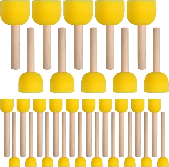 30 Pcs Round Sponges Brush Set, Round Sponge Brushes