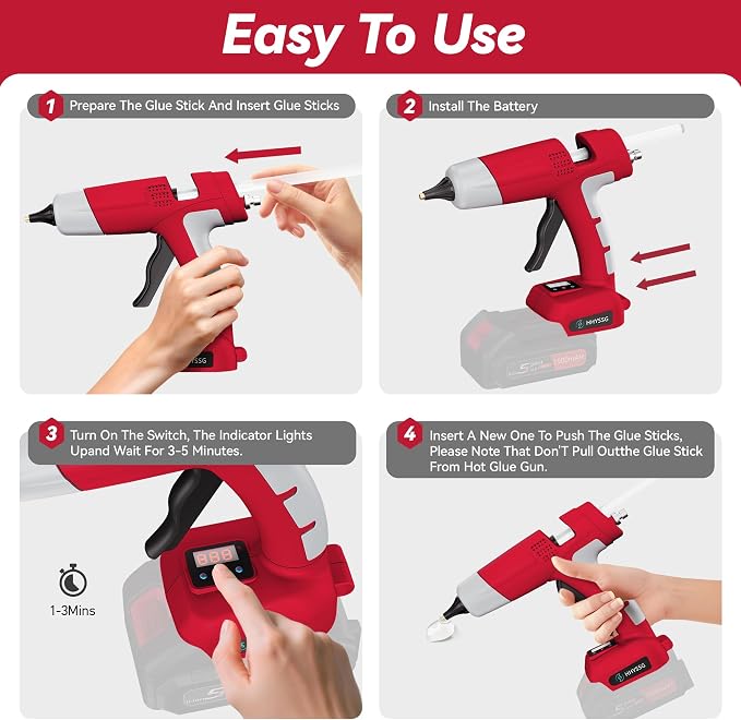 100W Cordless Hot Glue Gun Compatible