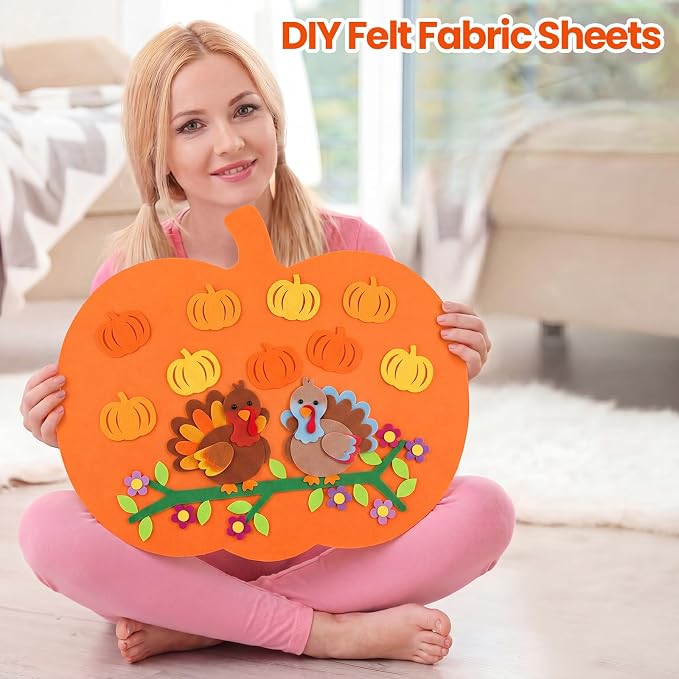 Peryiter 150 Pcs Fall Color Felt Fabric Sheets Bulk