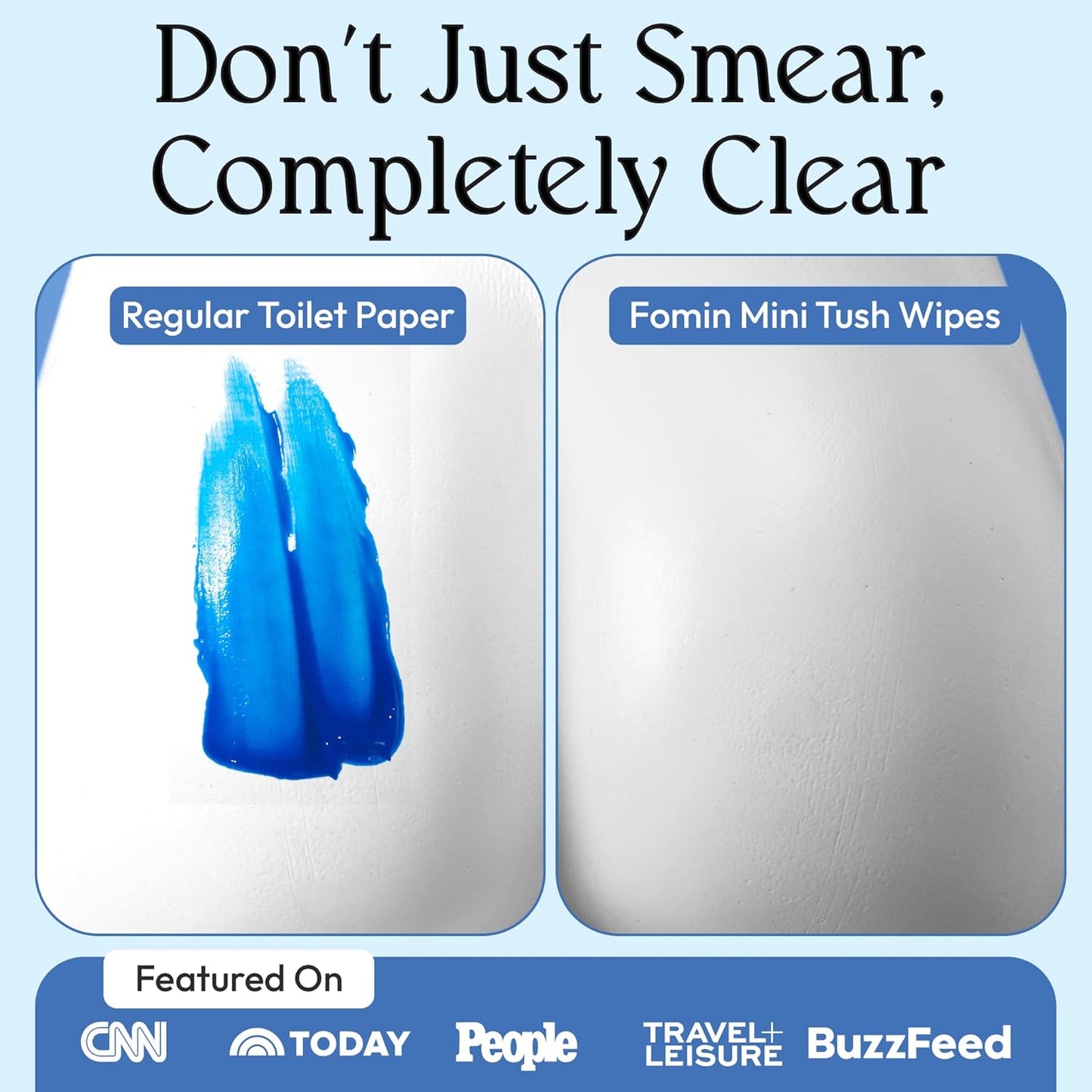 Fomin Mini Flushable Tush Wipes 16 Pack (10 Count) - Fragrance Free Travel Wet Wipes for Women - pH Balanced, Biodegradable Cleansing Wipes - Hypoallergenic, Plant-Based Tush wipes for Adults and Kids