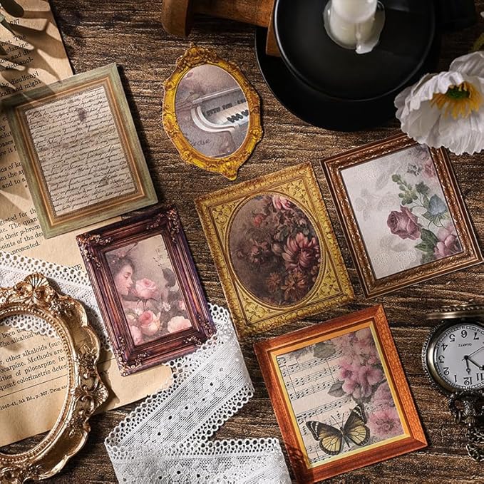 180 Pieces Vintage Scrapbook Picture Frame Cutouts Paper Stickers