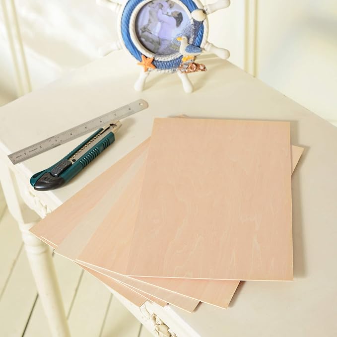 5 Pack 300x200x1.5mm Basswood Plywood Thin Wood Sheets