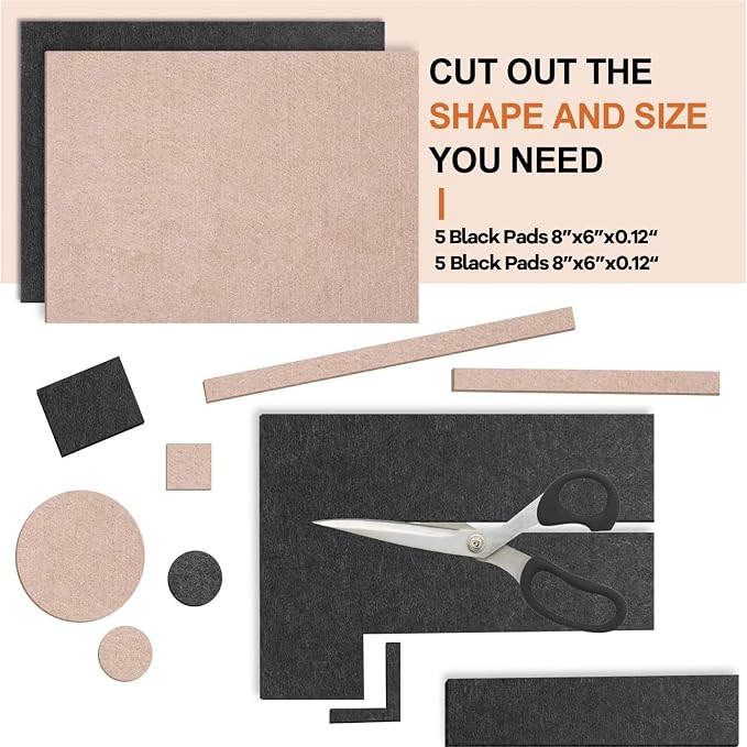 Felt Furniture Pads 10pcs 8" x 6" Adhesive Large Felt Pads, Cuttable Chair Leg