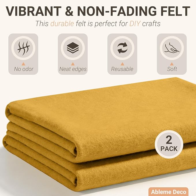 Felt Fabric Sheets 18" x 18" 1.6mm Soft Craft Felt Squares, Sew and Glue