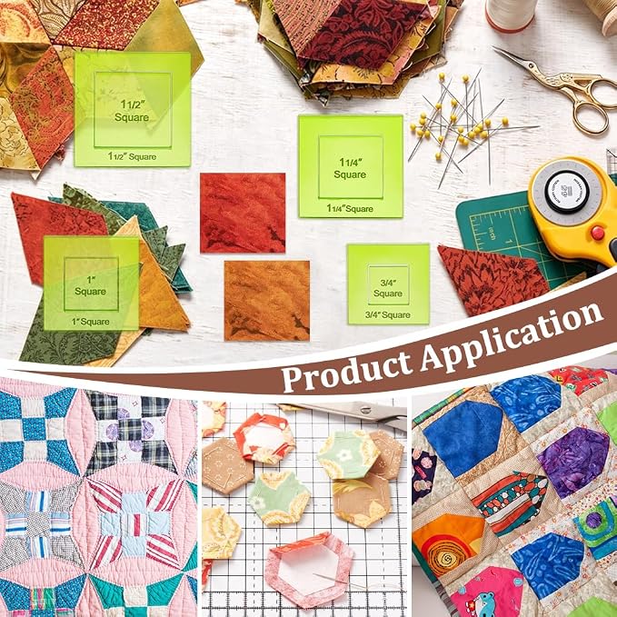 BENECREAT 16 Pcs Square Quilting Template, Acrylic Intricate Sewing Machine