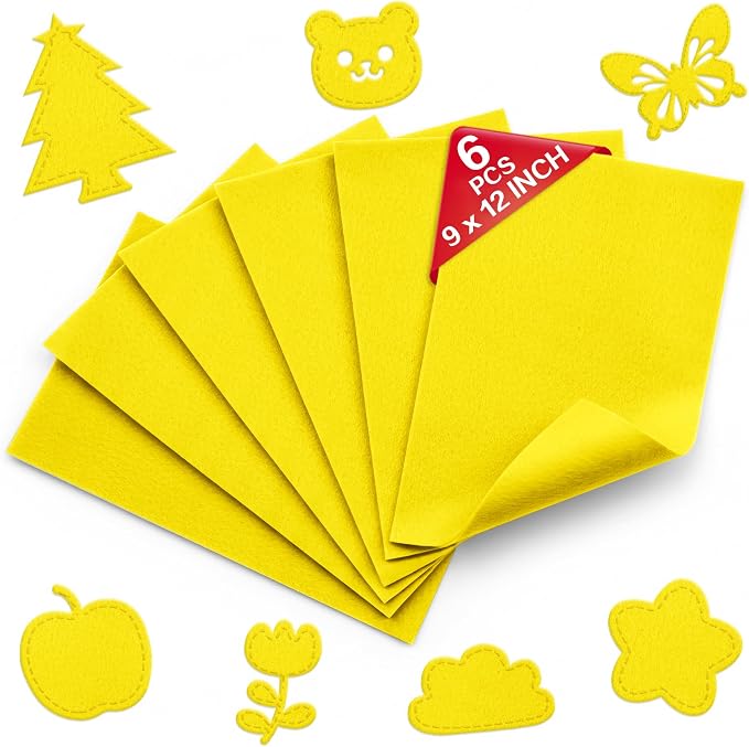 Yellow Soft Felt Sheets for Crafts, 1.6mm Thick, Kids' Crafts, DIY Projects