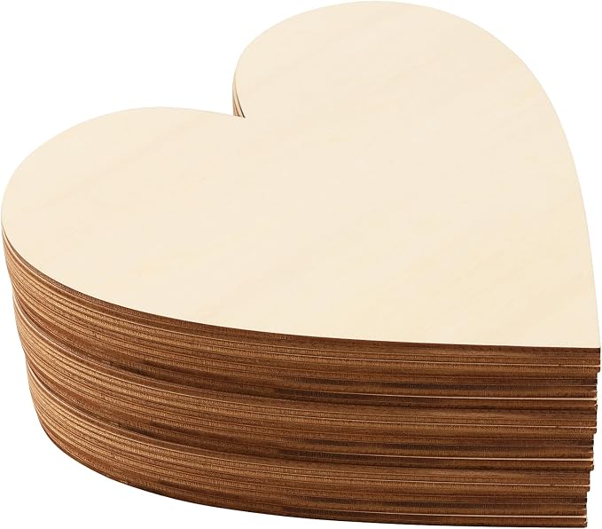 HOIGON 30 PCS 8 Inch Large Wooden Hearts, 1/8 Inch Thick Unfinished Wood Heart