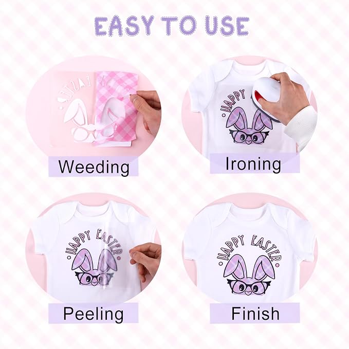 Tintnut Pink Purple Plaid Heat Transfer Vinyl, PU HTV Sheets, easy cut & weed