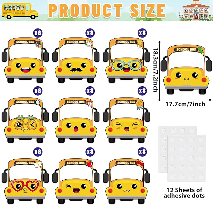 gisgfim 80Pcs School Bus Cutouts Back to School Decorations Bulletin Board