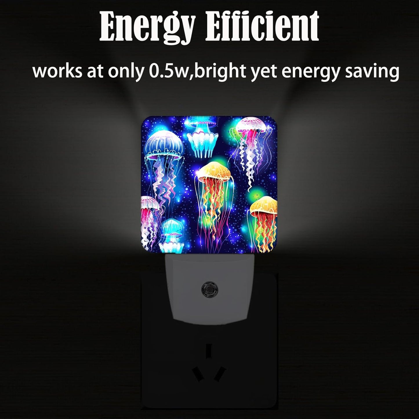 Glowing Jellyfish Night Light,Plug-in Night Lights with Dusk to Dawn Sensor for Stairway,Hallway,Bedroom Sleep Friendly Ideal for Women/Girls/Boys Gift,0.5w