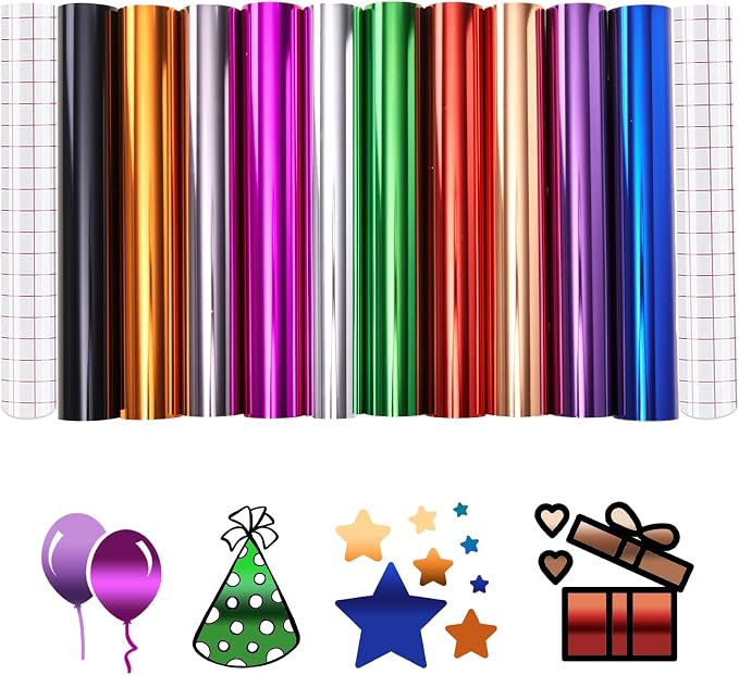 Tintnut Holographic Permanent Vinyl Metallic Adhesive Vinyl 10 Pcs 12x12in |
