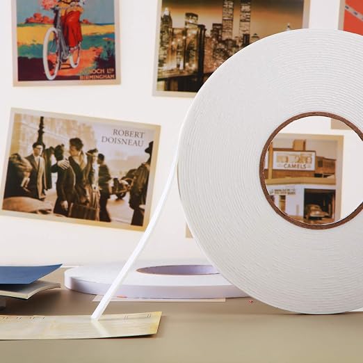Tatuo 2 Rolls Double Sided Foam Tape 3/8 Inch by 50 Feet White PE Foam Tape
