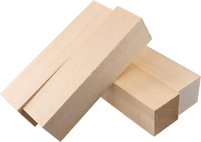 HAKZEON 30 Pack 4 x 1 x 1 Inch Basswood Carving Blocks, Unfinished Wooden Cubes