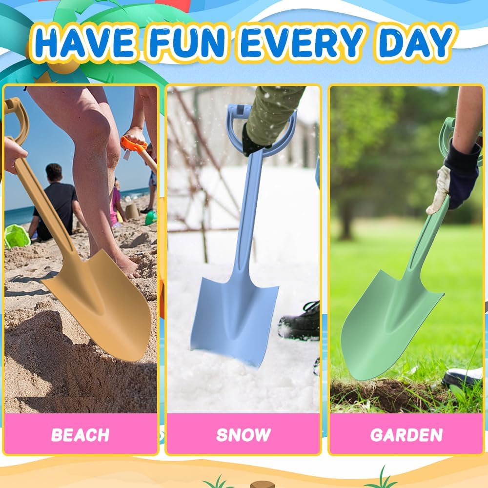 3PCS Beach Shovel Sandbox Toy, 16 inch Heavy Duty Shovel Garden Digging Bath Water Pool Toy for Kid Adult, Garden Digging Sand Toy Camping Travel Beach Essential