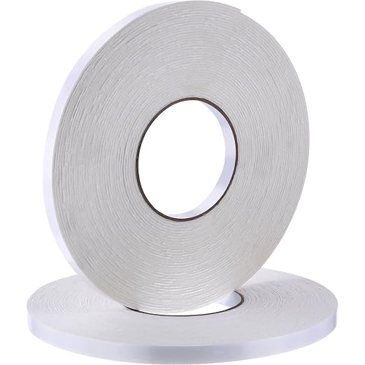 Tatuo 2 Rolls Double Sided Foam Tape 1/2 inches by 50 Feet White PE Foam Tape