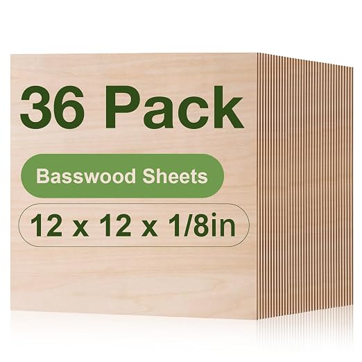 36 Pack Basswood Sheets, 3mm Plywood