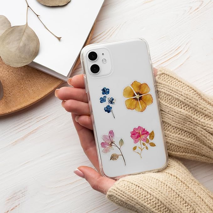 52Pcs Transparent Flora Scrapbook Stickers Pack, Colorful Wildflower Daisy Rose