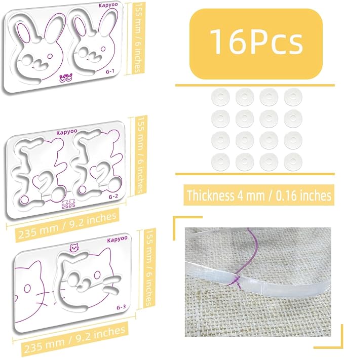 3Pcs Free Motion Quilting Templates