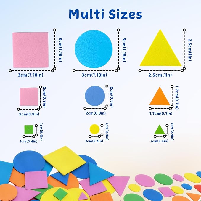 Foam Shapes for Crafts About 1000Pcs, Self-Adhesive EVA Foam Geometric Shapes