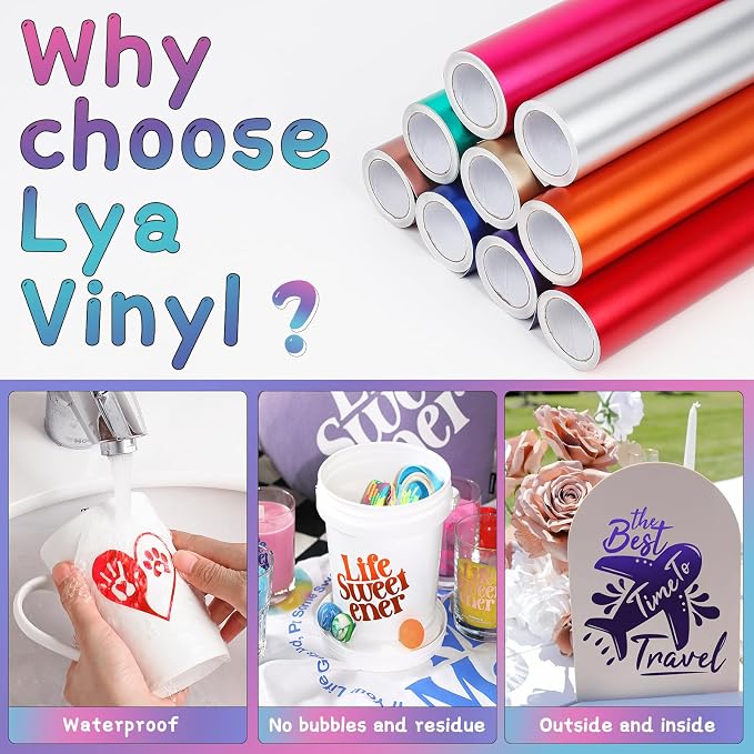 Lya Vinyl Champagne Gold Permanent Adhesive Vinyl, Party Decoration