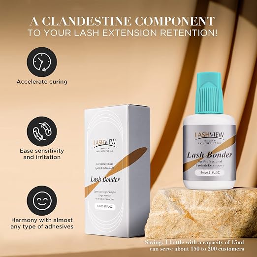 LASHVIEW Lash Bonder for Eyelash Extension, Lash Sealant, Glue Accelerator