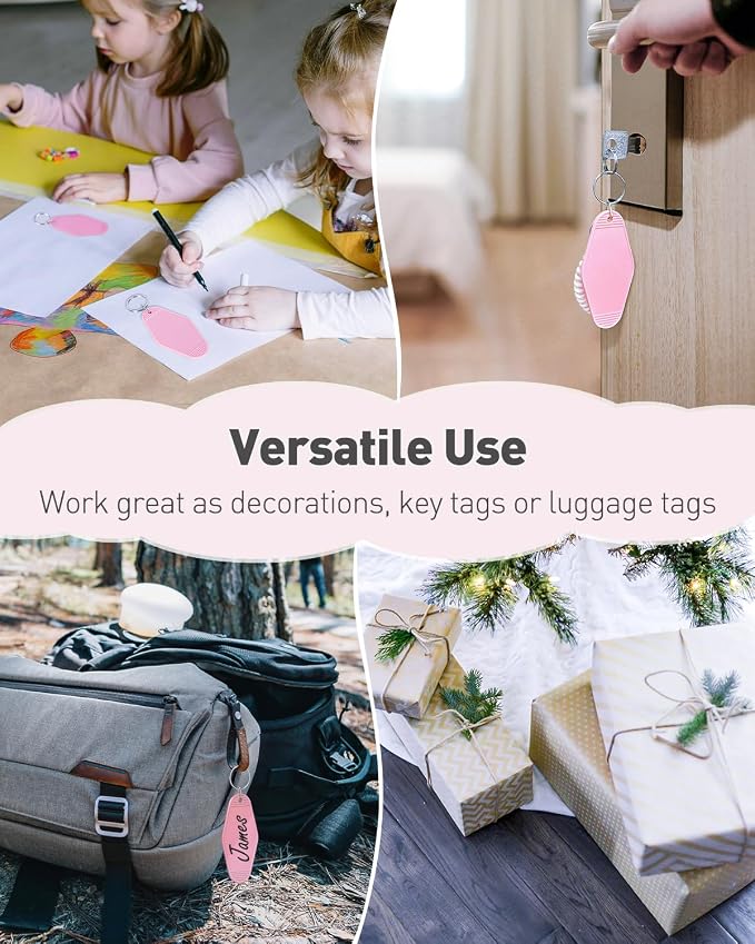 Uniclife 10 Pcs Blank Hotel Keychain Tags, Vintage Motel Keychain