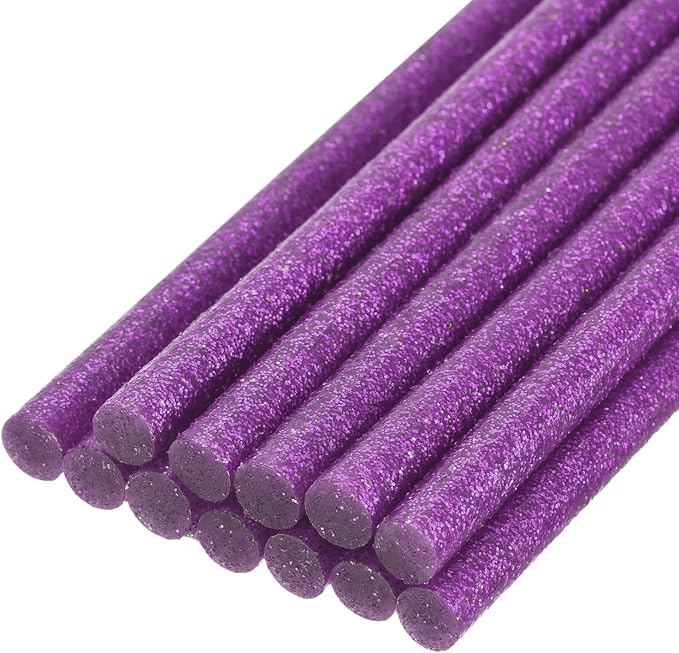 uxcell Mini Hot Glue Sticks for Glue Gun 7mm x 200mm Glitter Purple 12pcs