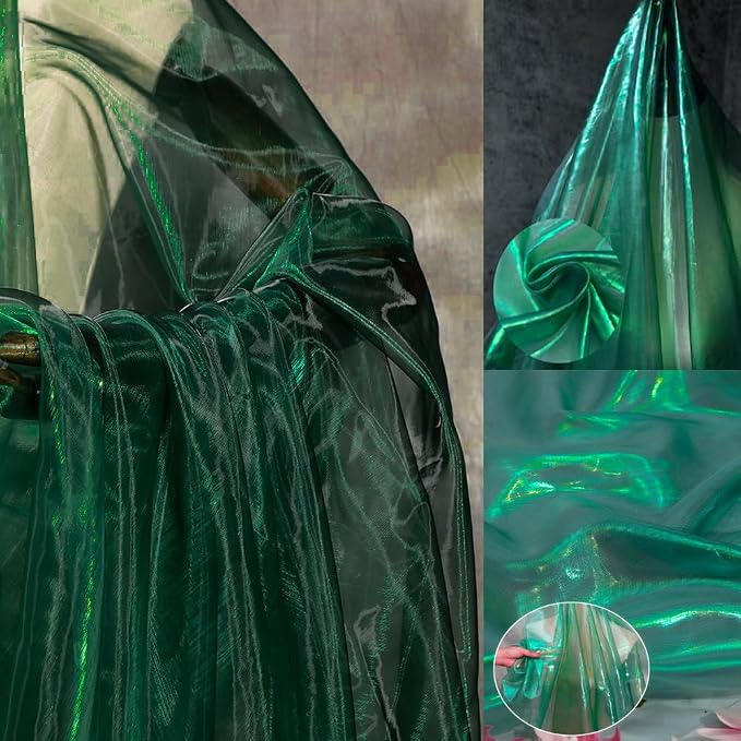 Blackish Green 11 Yard Long Iridescent Organza Fabric