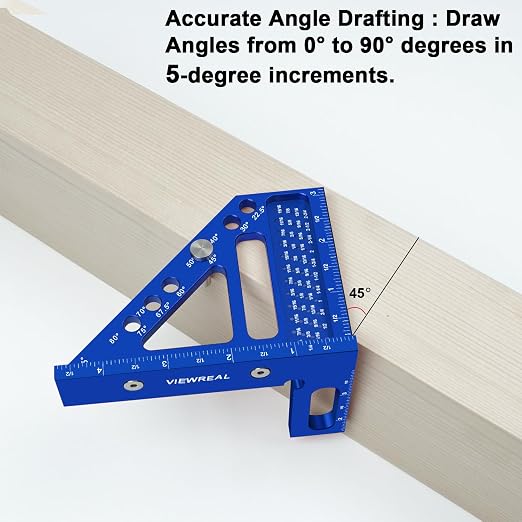 3D Multi-Angle Aluminum Alloy Woodworking Square Ruler, 22.5-90 Degree