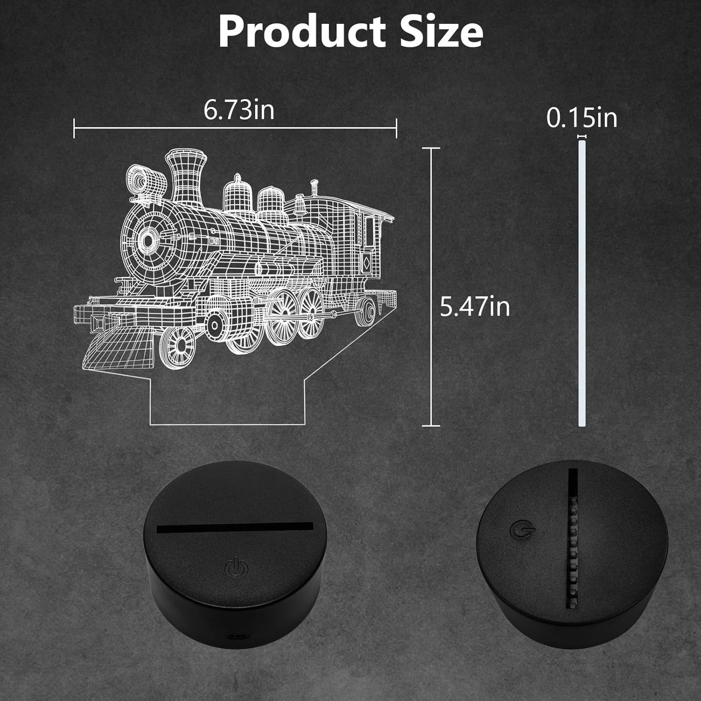 Train Night Light, 3D LED Night Lamp for Boys - Trains Themed Bedroom Lamps, Optical Illusion Lamp with Remote Control, Perfect for Kids' Room Décor, Cool Gifts for Train Lovers