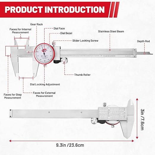 SAE Dial Caliper 0-6" Precision Measuring Tool | ±0.001" Accuracy, Mechanical