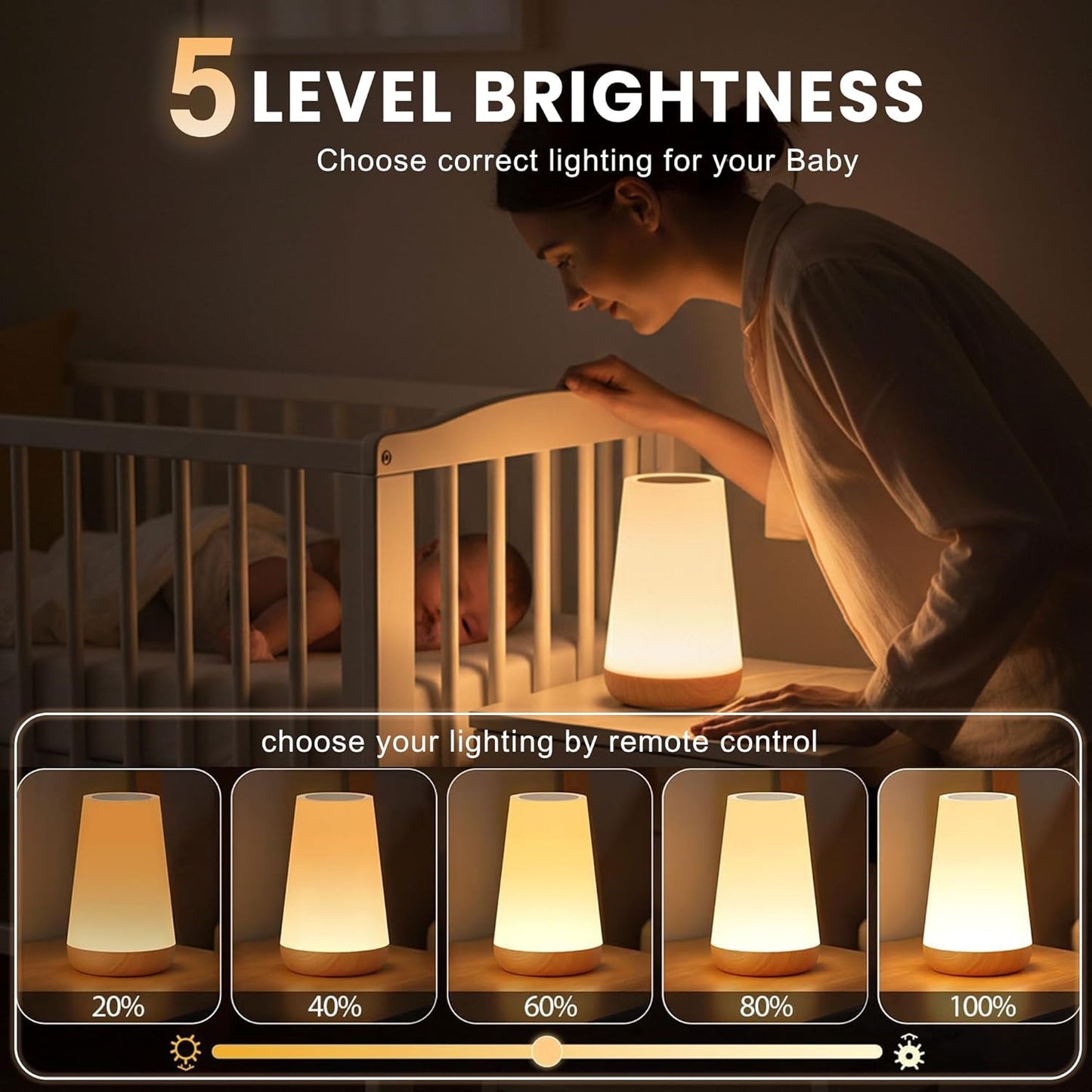 Touch Night Light for Kids: Dimmable LED Nursery Lamp for Baby - Eye-Caring Soft Warm White Light USB Rechargeable Portable Bedside for Toddlers Bedroom Living Room